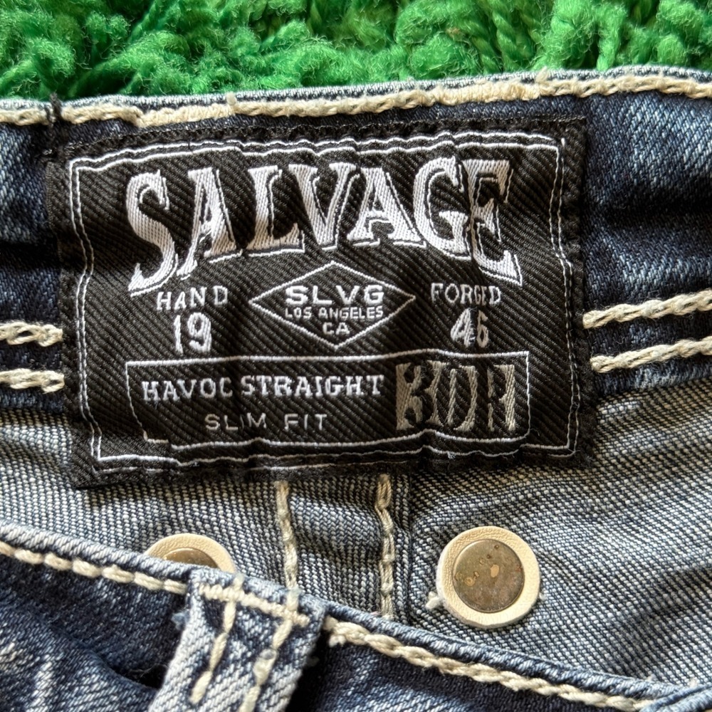 Salvage Havoc Straight Slim Fit Jeans BOH Wash Exclusive Buckle - Picture 8 of 11